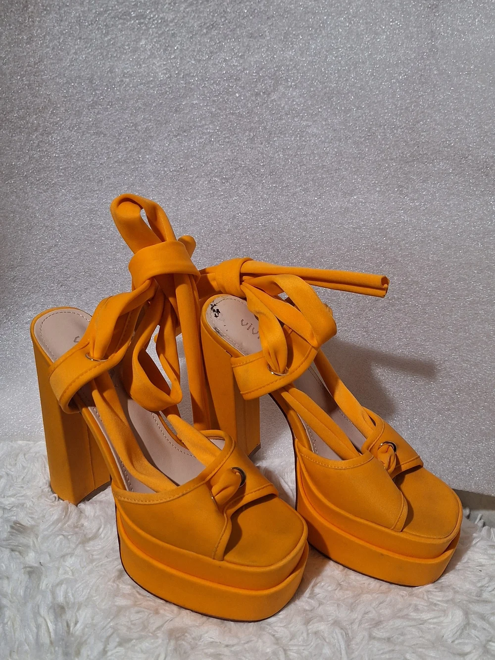 Women’s Strappy Platform Heels in Bright  Orange